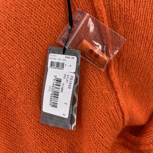 NWT La Fee Maraboutee Flame Orange Mohair Cocoon Cardigan Sweater Size 1/S - Picture 7 of 7